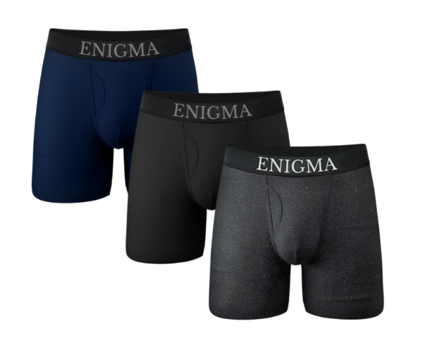 Enigma Premium Men's Long Boxer Briefs (With Front Fly Opening) 3 Piece Set