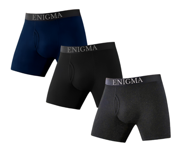 Enigma Premium Men's Smart Fit Boxer Briefs (With Front Fly Opening) 3 Piece Set