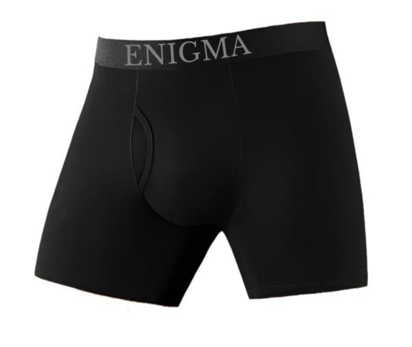 Enigma Premium Men's Smart Fit Boxer Briefs (With Front Fly Opening) (Black)