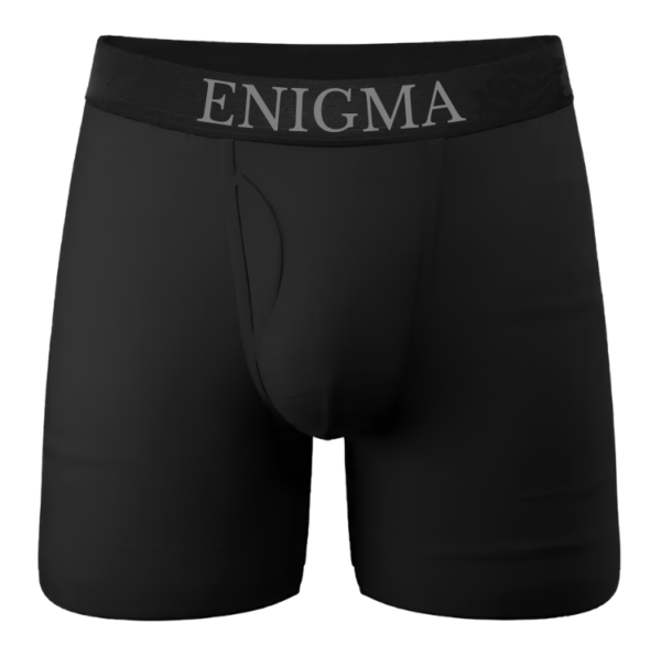 Enigma Premium Men's Long Boxer Briefs (With Front Fly Opening) (Black)