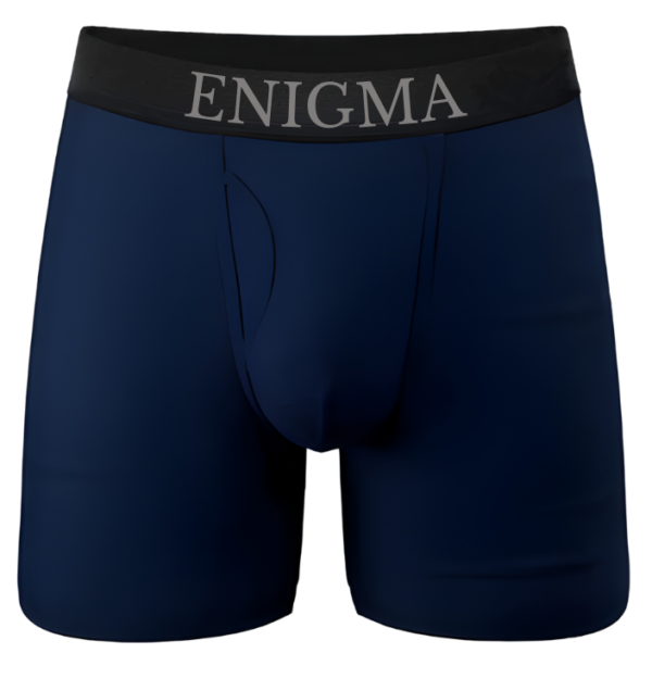 Enigma Premium Men's Long Boxer Briefs (With Front Fly Opening) (Navy Blue)